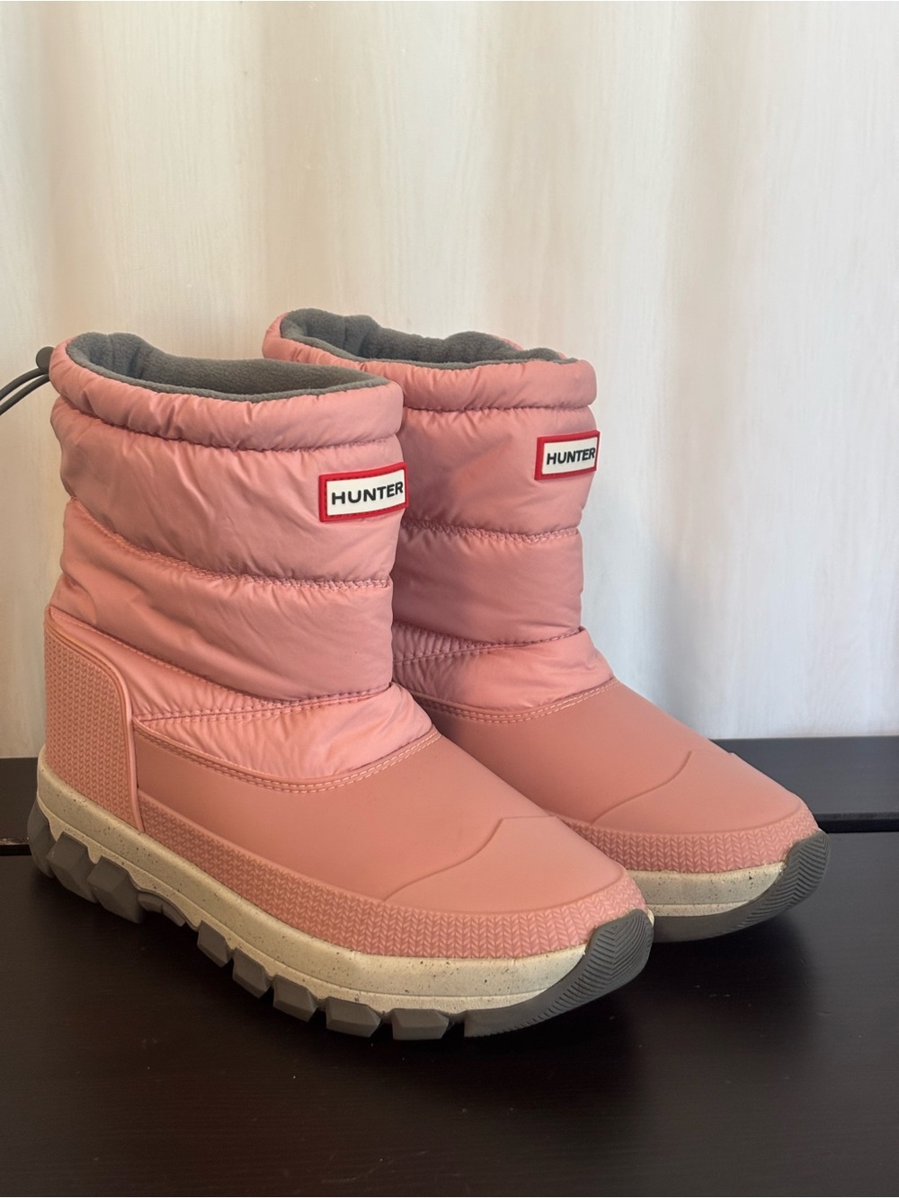 Hunter Pink Quilted Winter Snow Boots Fleece Lined Waterproof Insulated size 9